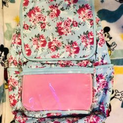 Flap Backpack With Vinyl Pink Pocket 