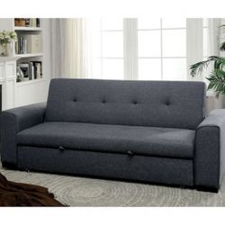 Gray Futon Sofa With Pullout 
