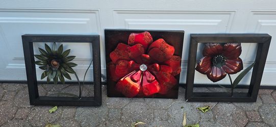 Set of 3 metal wall art decoration