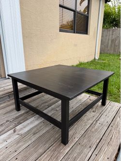 Black wood coffee table large square 35”x35” and 18.5” tall