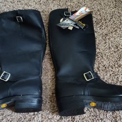 Chippewa motorcycle boots riding leather size 13 d steel toe black knee work police 