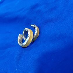 Silver And Yellow Rope Style Monet Hoops 