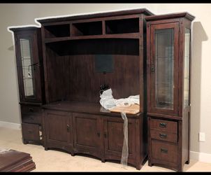 Dark Wood Entertainment Center Wall Unit