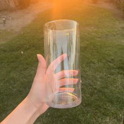 Two Small Clear Glass Vases