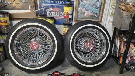 Lowrider Wire Spokes 14 Inch 72 Spoke Wire Wheels 5 Lug Universal Lowrider Bomb Lowrider Impala Skirts Bel Air Biscayne Nomad Monte Carlo Buick 