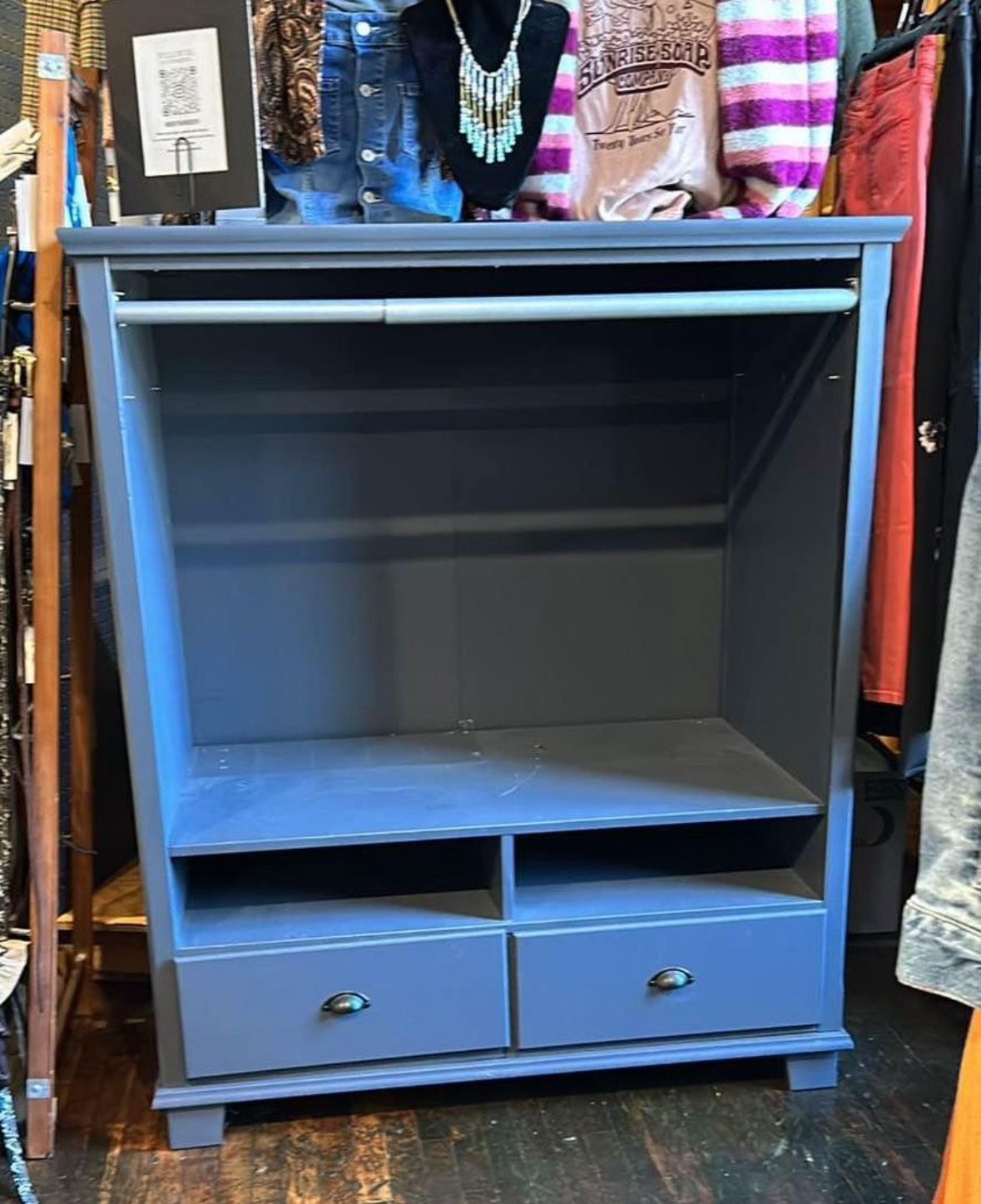 solid wood, gray TV, console cabinet, clothing armoire with drawers