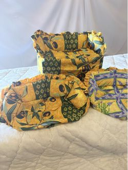 French Country Quilted Tissue Box Covers – Set of 3
