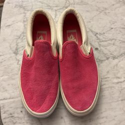  Vans Classic Slip On Pink Suede Whit Leather