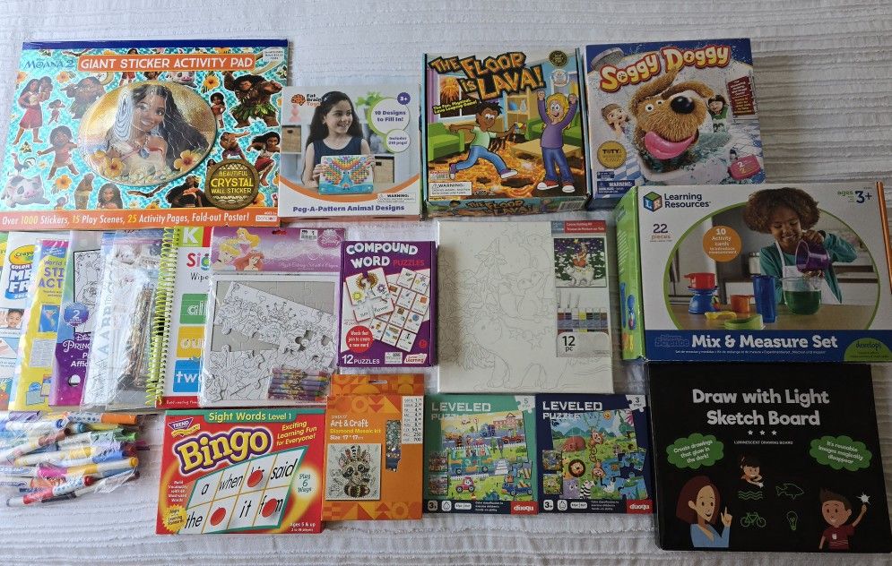 Learning Resources Fat Brain Toys Pegs Puzzles Games Coloring Stickers Art Bundle