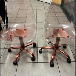 Clear Pink Rolling Office Chairs
