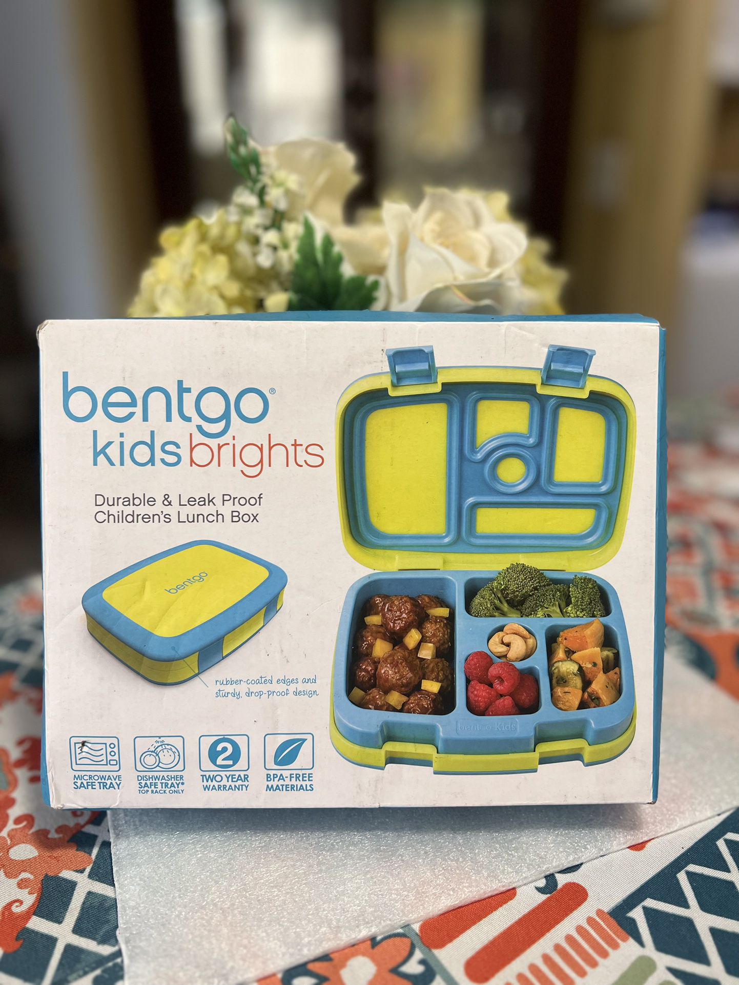 Bentgo Kids Brights Lunch Box Durable Leak Proof Food Container Blue/Yellow