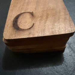 Wood Monogram Coasters " C " Set Of 4 