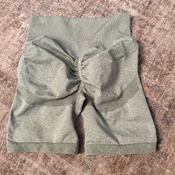 Small Women High Waisted Scrunch Butt Workout Shorts - Light Gray
