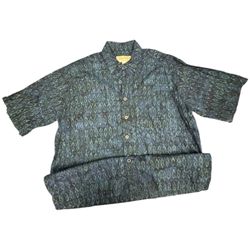 Johari West Hawaiian Shirt Men's XLT Blue Green Short Sleeve Button Up