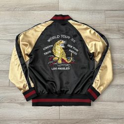 Stussy World Tour 35 Los Angeles Tokyo Japan Tiger Souvenir Embroidered Full Zip Jacket  