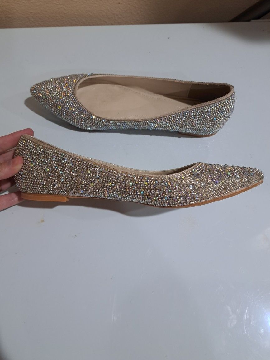 Davids Bridal Size 8 Rinestone Flats