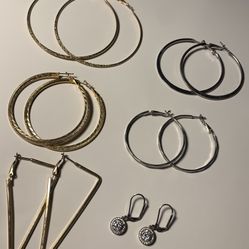 Set Of 6 Womens Earrings Good Tone Silver Tone