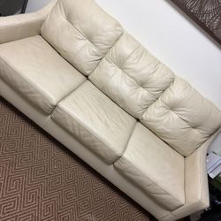 Cream Leather Sofa 
