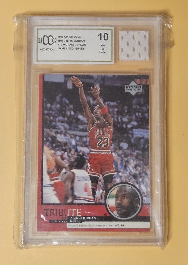 1999 Upper Deck - Tribute to Michael Jordan #10 w/ GU Jersey Patch (BCCG 10)