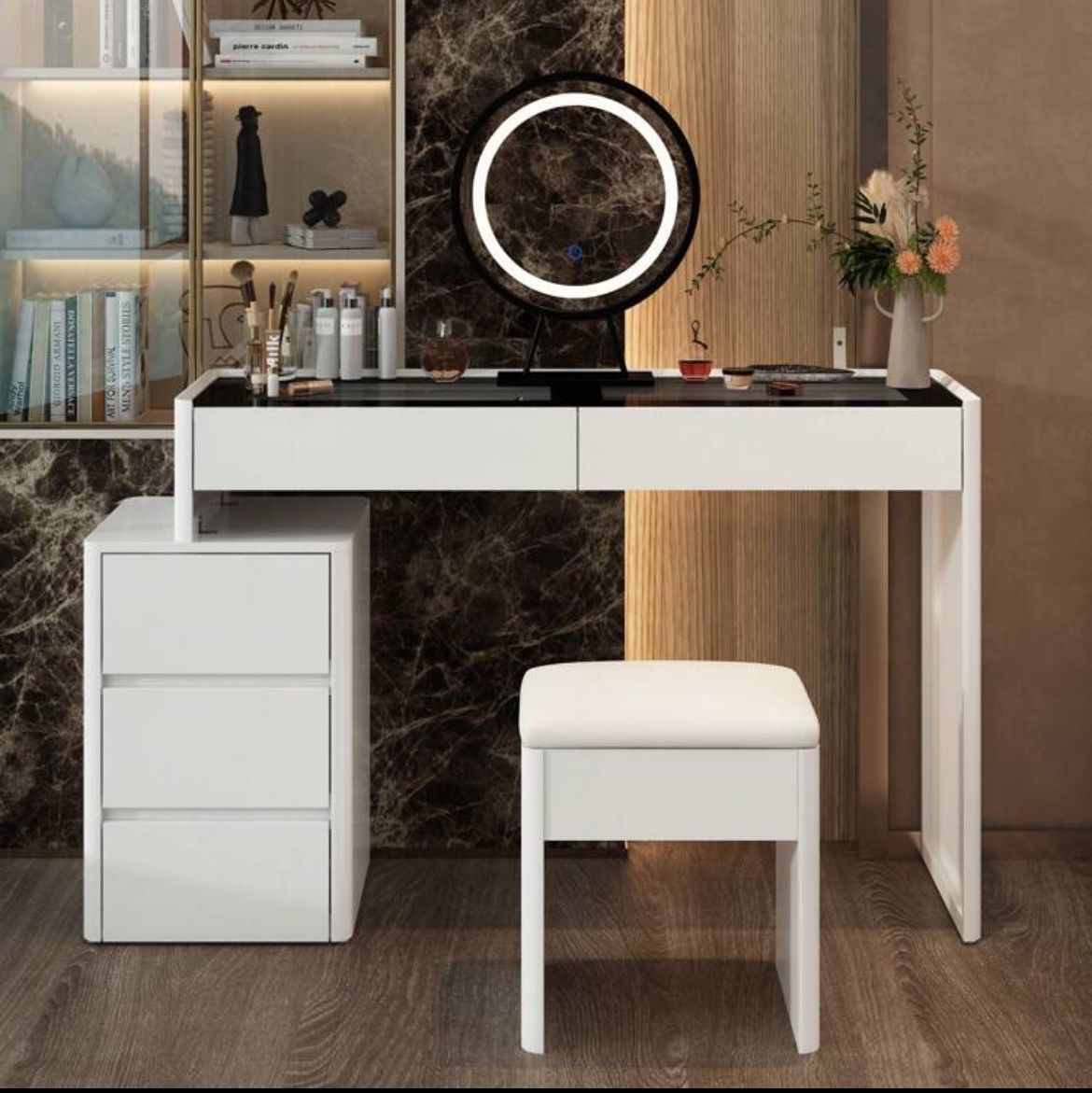 Brand New In The Box Makeup Vanity Desk Set with Lighted Mirror 