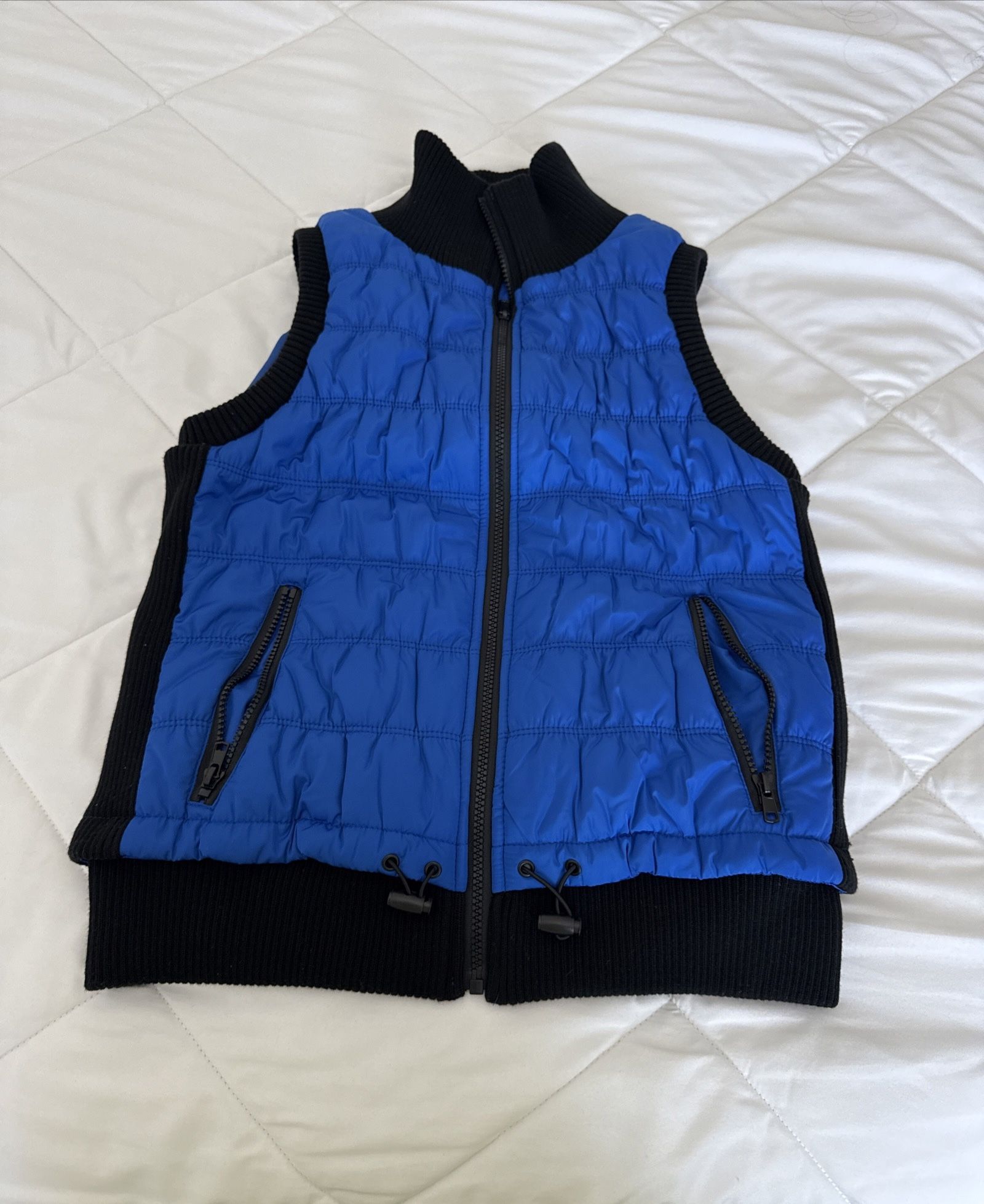Black Rivet Womens Indigo Puffer Vest Fall Winter Knit Accents Sz Medium Pockets