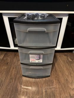 3-Drawer Cart Organizer with Removable Wheels, Medium, Black and Clear