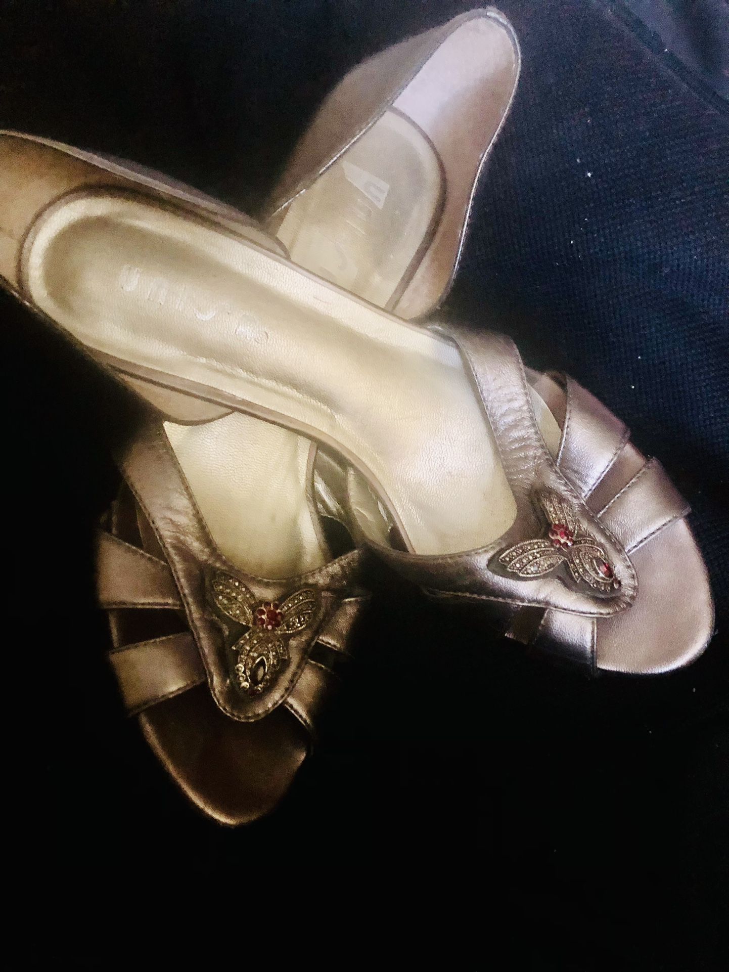 Unisa 4” Heels. Dramatic Jewel Insect On Each. Some Wear