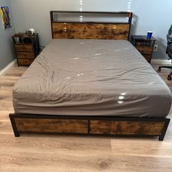 Brand New Queen Size Bed Frame With LED Lights And USB 