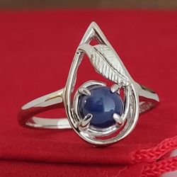 ❤️14k Size 5.75 Precious Solid White Gold Sapphire Star Ring!/ Anillo de Oro Blanco con 1 Zafiro Estrella! 👌🎁Post Tags: Anillo de Oro