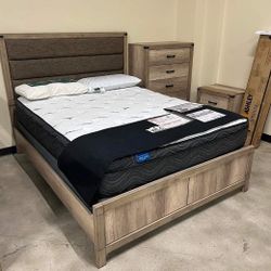 Upholstered Bedroom Set Queen or King Bed Dresser Nightstand Mirror Chest Options  Matteo