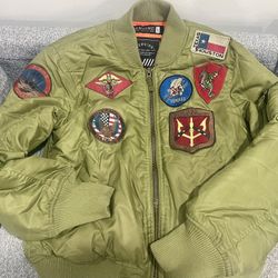 Genuine Article Flight Bomber Military Jacket Size S Patch Top Gun Style…(#20)