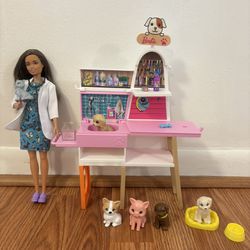 Barbie Doll Veterinarian With Pets And Accessories 
