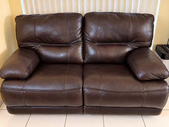 Dark Brown Leather Reclining Loveseat Sofa – Dual Recliner