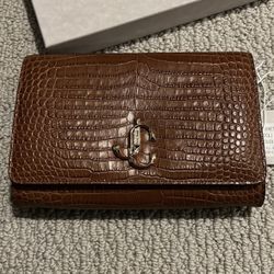 Jimmy Choo Varenne Croc-effect Leather Clutch