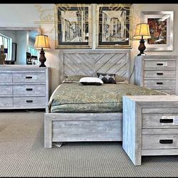 5 Pcs Queen Size Bedroom Set With All Dressers Included Brand New 🚚