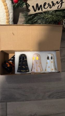 Halloween Ghost Ceramic LED Light Set