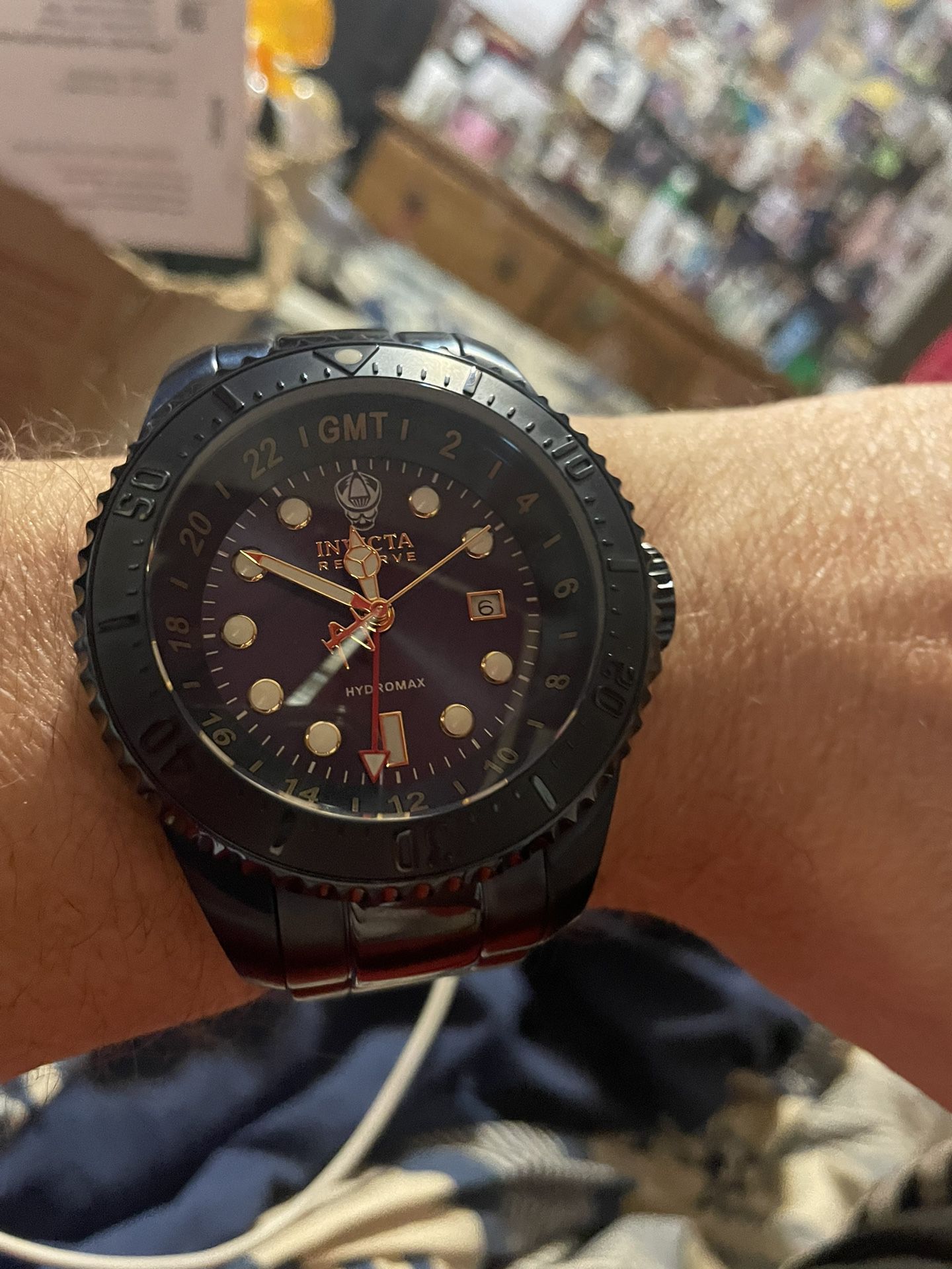 Mens Invicta Reserve Hydromax Blue Label 55mm GMT Watch