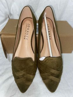 Journee Collection Olive Suede Pointed-Toe Heels