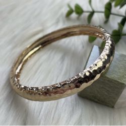 Hammered gold tone bangle bracelet