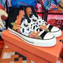 CONVERSE CHUCK TAYLOR 70 HI HIGH "DAY OF THE DEAD" BLACK-MULTI SZ 10.5 [173112C]