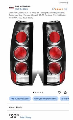 TL-AT-C1088-BK Tail Light Assembly Driver & Passenger Side [Compatible with 99-00 Escalade / 92-94 Blazer