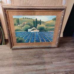 Large Framed Tuscan Landscape Art 44" X 36"