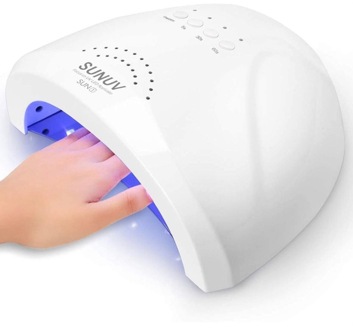 Brand: SUNUV UV LED Nail Lamp, SUNUV Gel Nail Light for Nail Polish 48W UV Dryer with 3 Timers SUNone. Brand new. Never been used. Still in the box.  