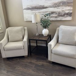 Pair Of Chairs - Oatmeal/Off-White/linen Color