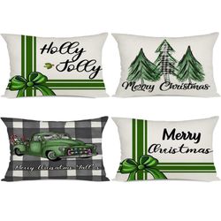 12x20 Green Christmas Pillow Covers