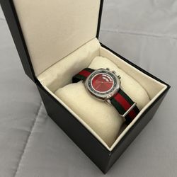 Gucci Men's Swiss Chronograph Grip Red & Green Nylon Strap Watch 