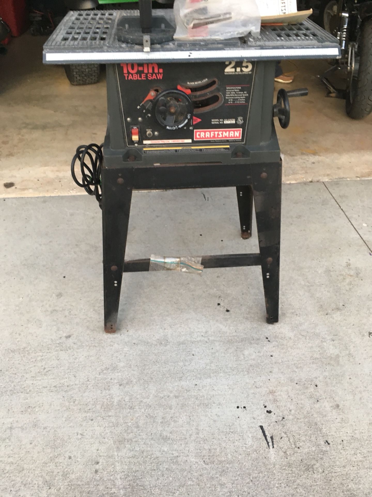 Sears craftsman 2.5hp table saw 10 inch