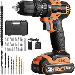 TOPSHAK 20V Li-Ion 1/2 in. 47-Piece Brushless Impact Drill Kit Electric Variable Speed TS-ED5