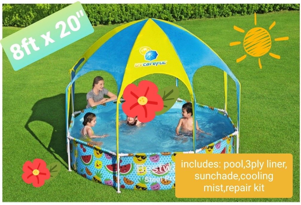 💦New Sealed 8ft X 24" Sprinkler Umbrella Pool