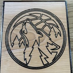 Engraved Retro Timberwolves Logo 